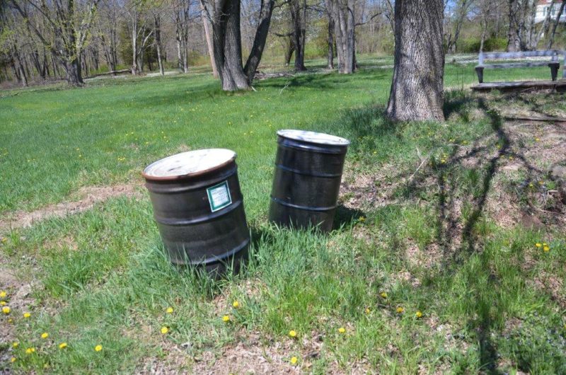 barrels in grass